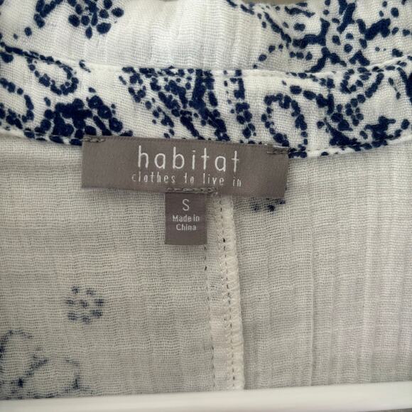 Habitat Floral Crinkled Cotton Button Front Shirt Lagenlook Size Small - Picture 4 of 10